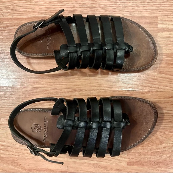 Black Silvano Sassetti Leather Handmade in Italy Sandals. Size 38 - Picture 2 of 7